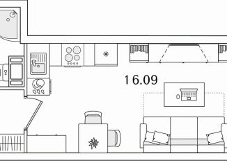 Продаю квартиру студию, 25.4 м2, Санкт-Петербург, метро Выборгская, проспект Маршала Блюхера, 3к1