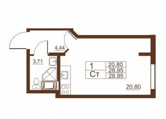 Продаю квартиру студию, 29 м2, Санкт-Петербург, Московское шоссе, 262к1