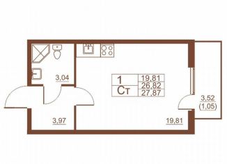 Продаю квартиру студию, 26.8 м2, Санкт-Петербург, Московское шоссе, 262к4