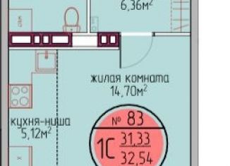 Продам квартиру студию, 31.3 м2, Пермский край, улица Худанина