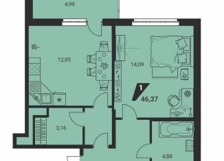 Продается 1-комнатная квартира, 46.4 м2, Екатеринбург, улица Громова, 26, Ленинский район