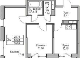 Продается 2-ком. квартира, 52.4 м2, Санкт-Петербург, метро Беговая, Ивинская улица, 1к3