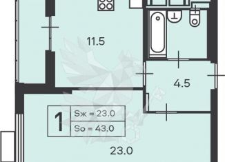 Продам 1-ком. квартиру, 46 м2, Москва, станция Локомотив, Амурская улица, 1к1