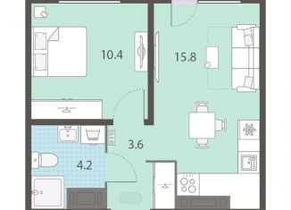 Продам 1-комнатную квартиру, 34.8 м2, Екатеринбург, Кировский район