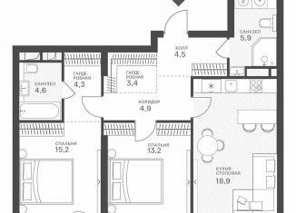 Продам 2-ком. квартиру, 74.9 м2, Москва, Крылатская улица, 33к1, метро Строгино