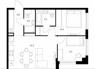 Продам 2-комнатную квартиру, 54.1 м2, Москва, район Кунцево, улица Ивана Франко, 20к2