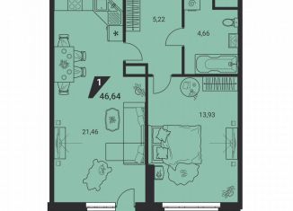 Продается 1-комнатная квартира, 46.6 м2, Екатеринбург, улица Громова, Ленинский район