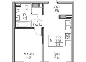 Продается однокомнатная квартира, 37.1 м2, Санкт-Петербург, муниципальный округ Лахта-Ольгино, Ивинская улица, 1к4