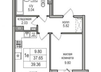 Продаю 1-комнатную квартиру, 38.7 м2, Санкт-Петербург, Заречная улица, 52к2