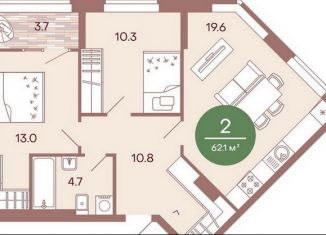 Продажа 2-комнатной квартиры, 62.2 м2, Пенза, жилой комплекс Норвуд, с5, Железнодорожный район
