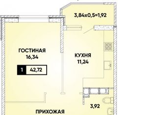 1-комнатная квартира на продажу, 43 м2, Краснодар, микрорайон Губернский