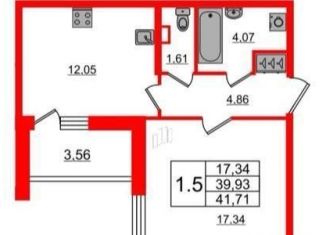 Продается 1-комнатная квартира, 40 м2, Санкт-Петербург, проспект Будённого, 21к4, ЖК Солнечный Город