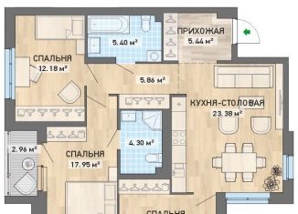 3-комнатная квартира на продажу, 89.8 м2, Екатеринбург, улица Краснофлотцев, 69, улица Краснофлотцев