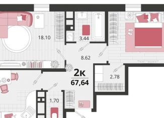 Продаю 2-комнатную квартиру, 67.6 м2, посёлок Знаменский