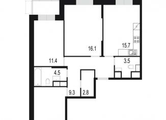 Продается трехкомнатная квартира, 83.7 м2, Одинцово, жилой комплекс Союзный, к2, ЖК Союзный
