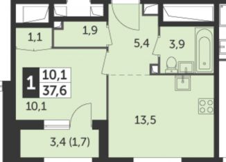 Однокомнатная квартира на продажу, 37.6 м2, Москва, ЖК Режиссёр