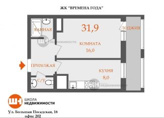 Продажа однокомнатной квартиры, 37 м2, Санкт-Петербург, Московский проспект, 73к5, ЖК Времена Года