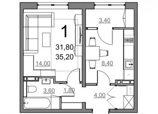 Продам 1-комнатную квартиру, 31.8 м2, Балаково