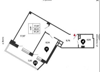 1-комнатная квартира на продажу, 45 м2, Самара, Солнечная улица, 16, ЖК Радужный-Люкс