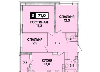 Продаю 3-ком. квартиру, 71 м2, Ставрополь, микрорайон № 36