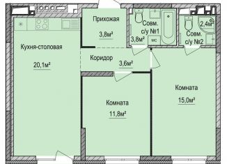 2-ком. квартира на продажу, 60.5 м2, Ижевск, Устиновский район