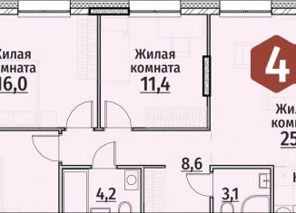 Продажа четырехкомнатной квартиры, 91.9 м2, Чебоксары, ЖК Олимп
