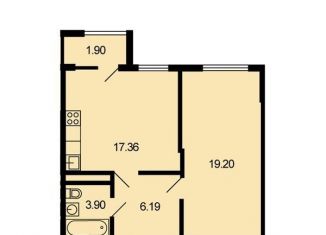 1-комнатная квартира на продажу, 46.6 м2, рабочий посёлок Икша