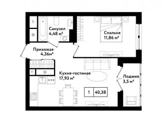 Продам 1-комнатную квартиру, 43.7 м2, Тула, улица Седова, 26к1, ЖК Фамилия