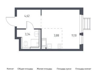 Продаю квартиру студию, 22.9 м2, деревня Мисайлово, микрорайон Пригород Лесное, к6