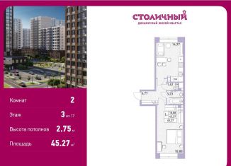Продаю 2-комнатную квартиру, 45.3 м2, Балашиха, ЖК Столичный, жилой комплекс Столичный, к22