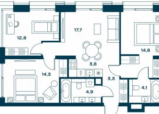 Трехкомнатная квартира на продажу, 75.7 м2, Москва, район Аэропорт, Часовая улица, 28к1