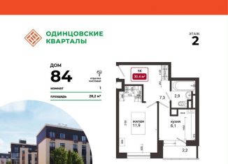 1-комнатная квартира на продажу, 30.4 м2, деревня Солманово, ЖК Одинцовские Кварталы