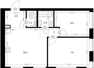 Продам 2-комнатную квартиру, 52.4 м2, Москва, метро Медведково, жилой комплекс Полар, 1.5