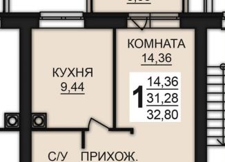 Однокомнатная квартира на продажу, 32.8 м2, Богданихское сельское поселение