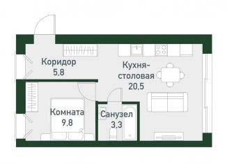 Продажа однокомнатной квартиры, 38.6 м2, Челябинская область, Спортивная улица, 20