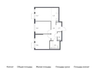 Продаю двухкомнатную квартиру, 53.3 м2, Московская область, жилой комплекс Горки Парк, 6.2