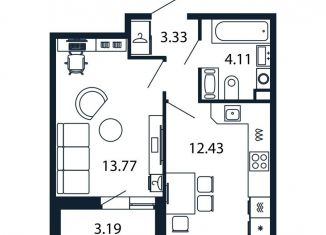 1-комнатная квартира на продажу, 33 м2, Санкт-Петербург, метро Комендантский проспект, Арцеуловская аллея, 7к1