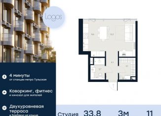 Квартира на продажу студия, 33.8 м2, Москва, Подольское шоссе, 3, метро Серпуховская