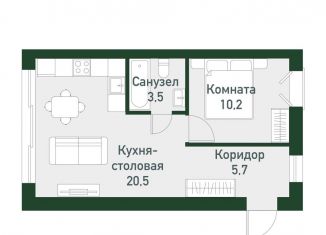 Продаю однокомнатную квартиру, 39.3 м2, Челябинская область