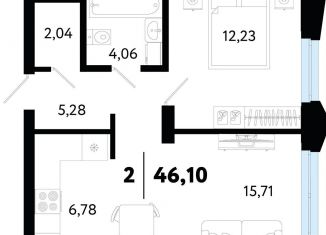 Продам 2-ком. квартиру, 46.1 м2, Тюмень