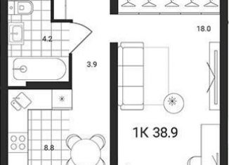 Продажа 1-комнатной квартиры, 38.9 м2, Новосибирск, Советский район, Благовещенская улица, 23