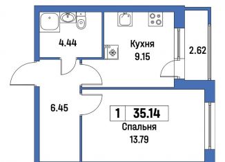 Продается однокомнатная квартира, 35.1 м2, Мурино, ЖК Урбанист