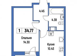 Продажа 1-ком. квартиры, 34.8 м2, Мурино, ЖК Урбанист