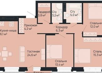 Продам трехкомнатную квартиру, 94.8 м2, Нижний Новгород, Советский район, улица Невзоровых
