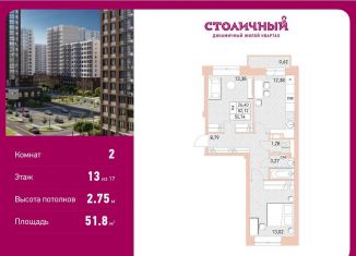 Продажа 2-комнатной квартиры, 51.8 м2, Балашиха, ЖК Столичный, жилой комплекс Столичный, к23