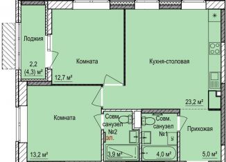 Продается 2-комнатная квартира, 62.5 м2, Ижевск, ЖК Покровский