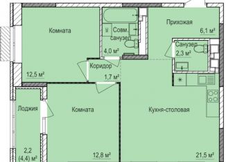 Продам двухкомнатную квартиру, 60.9 м2, Ижевск, ЖК Покровский