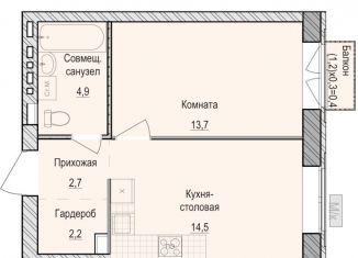 Продается 1-ком. квартира, 38 м2, Удмуртия, жилой комплекс Санвилл, 5