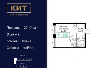 Квартира на продажу студия, 29.2 м2, Мытищи, Новомытищинский проспект, 4А, ЖК Кит