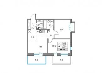 Продам 3-комнатную квартиру, 62.7 м2, Карелия, Фуллонский бульвар